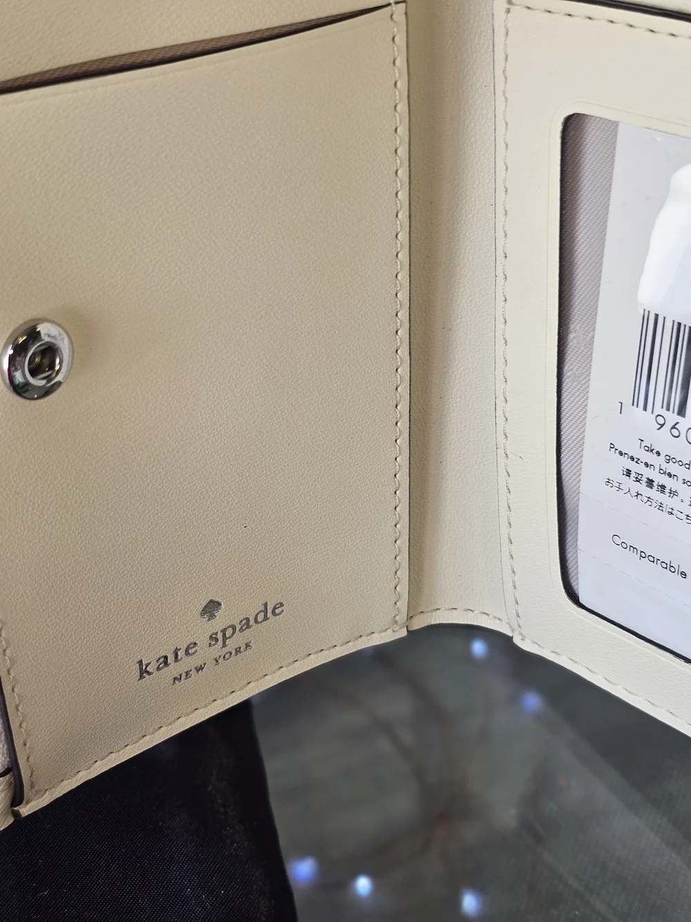 kate spade White Leather Wallet with Crystal-Trim Accent